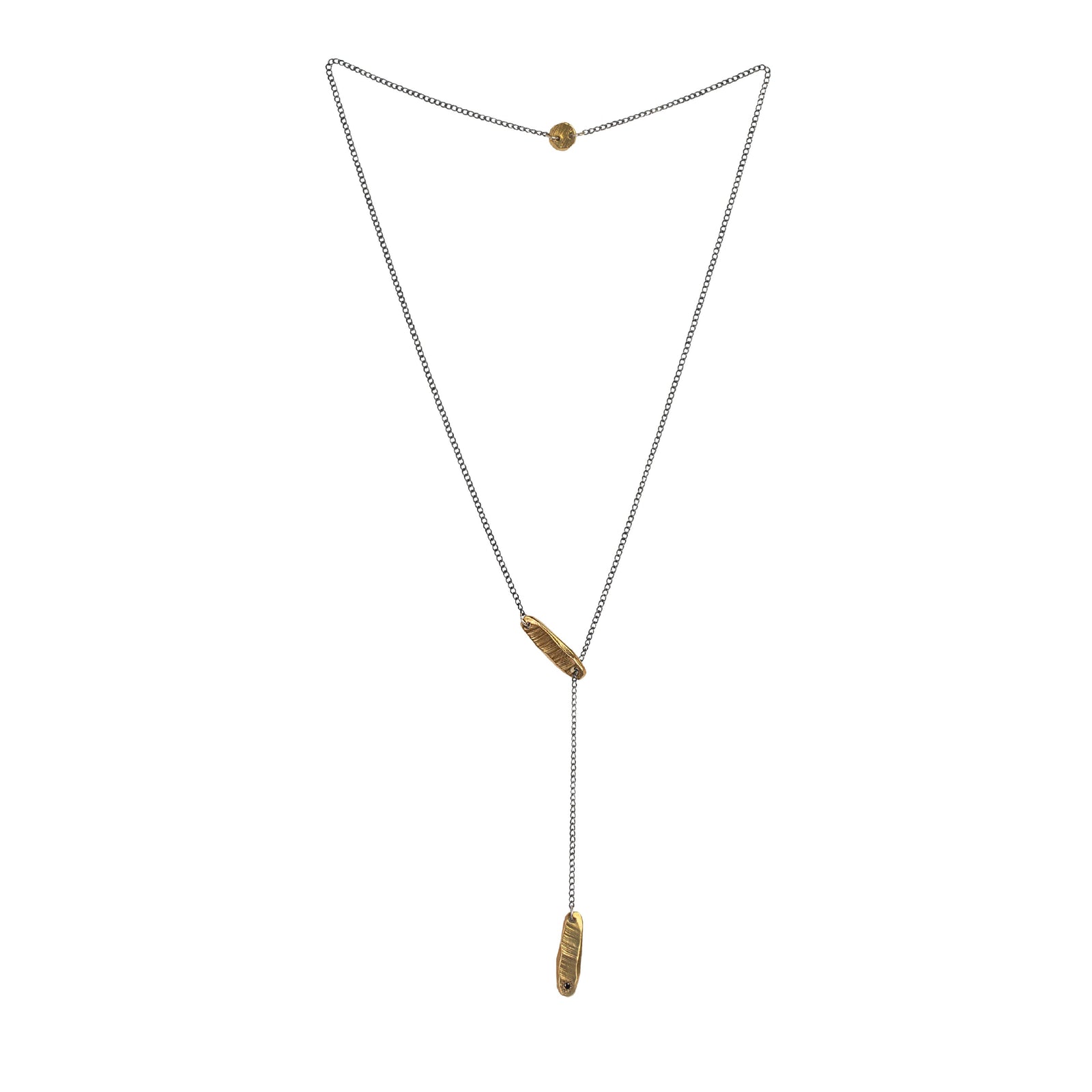 Bronze Adorn Lariat with Black Diamond Necklace-Chikahisa Studio