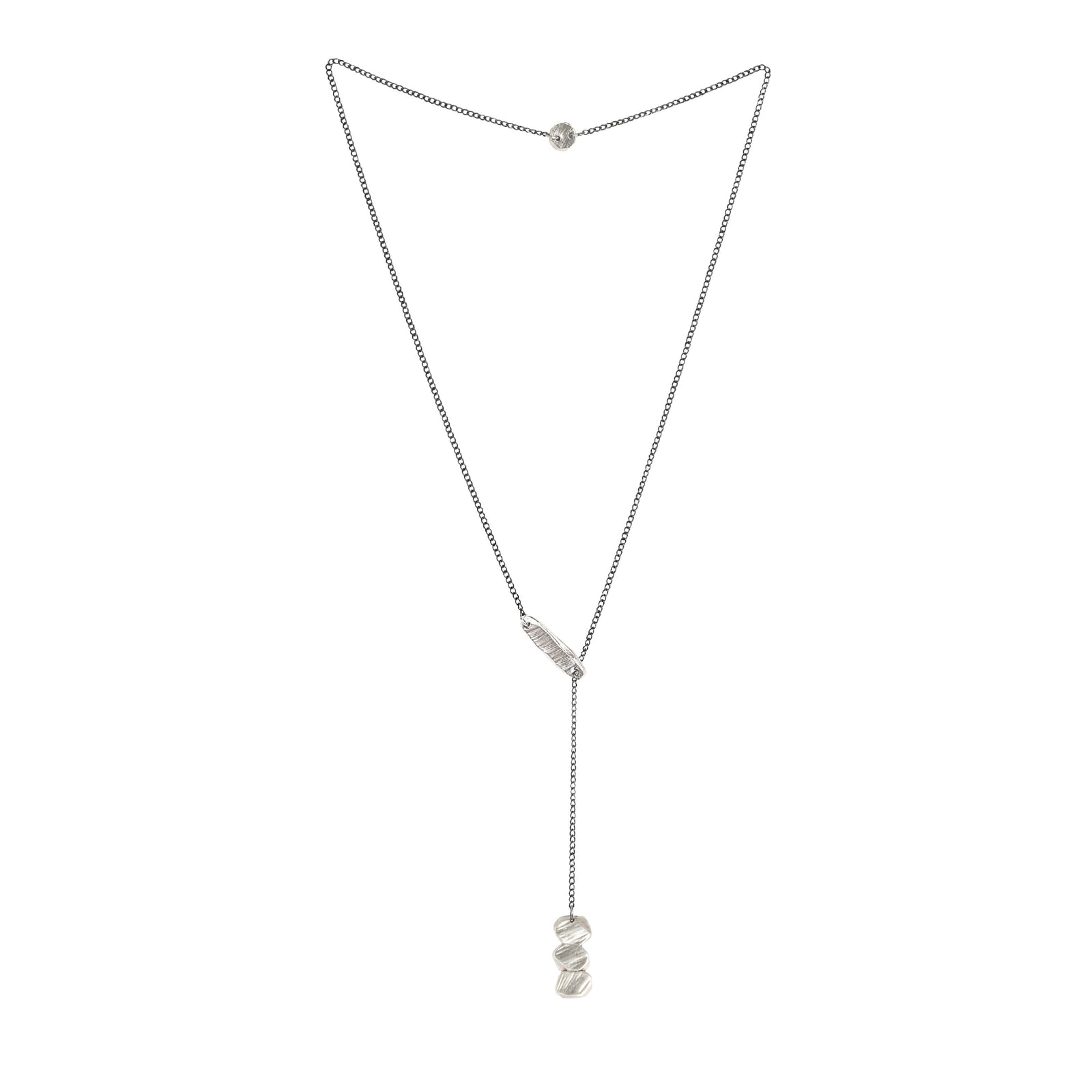 Strata Silver Lariat Necklace-Chikahisa Studio