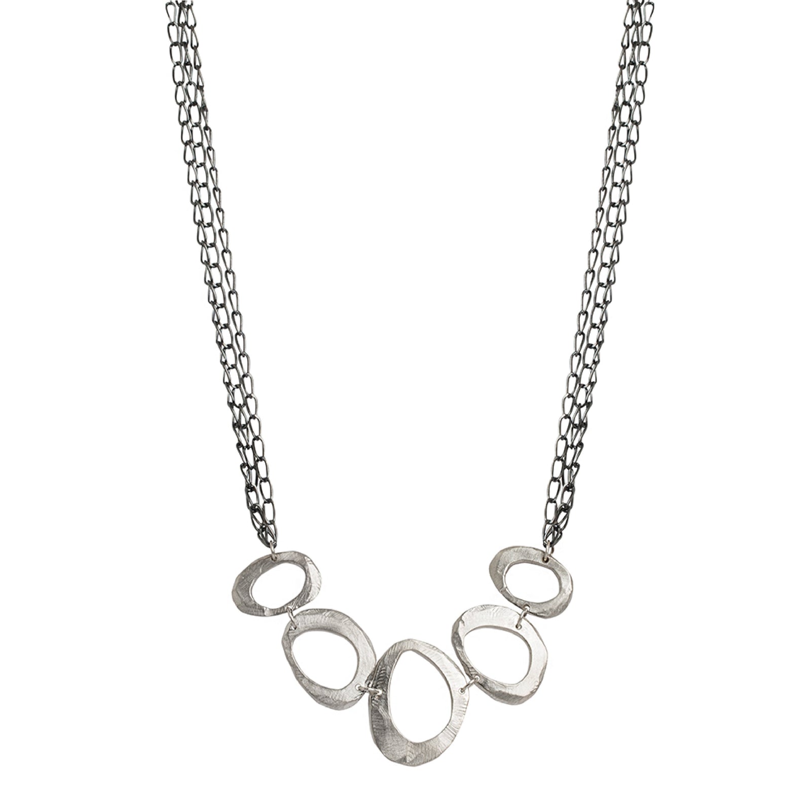Silver Mystic Oval Statement Necklace-Chikahisa Studio