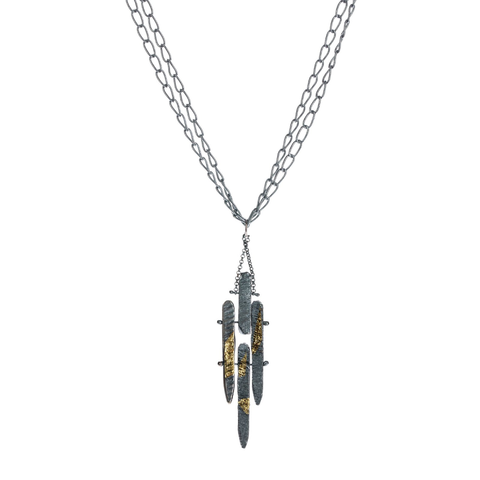 Oxidized Silver & Gold Stonehenge Choker Necklace-Chikahisa Studio