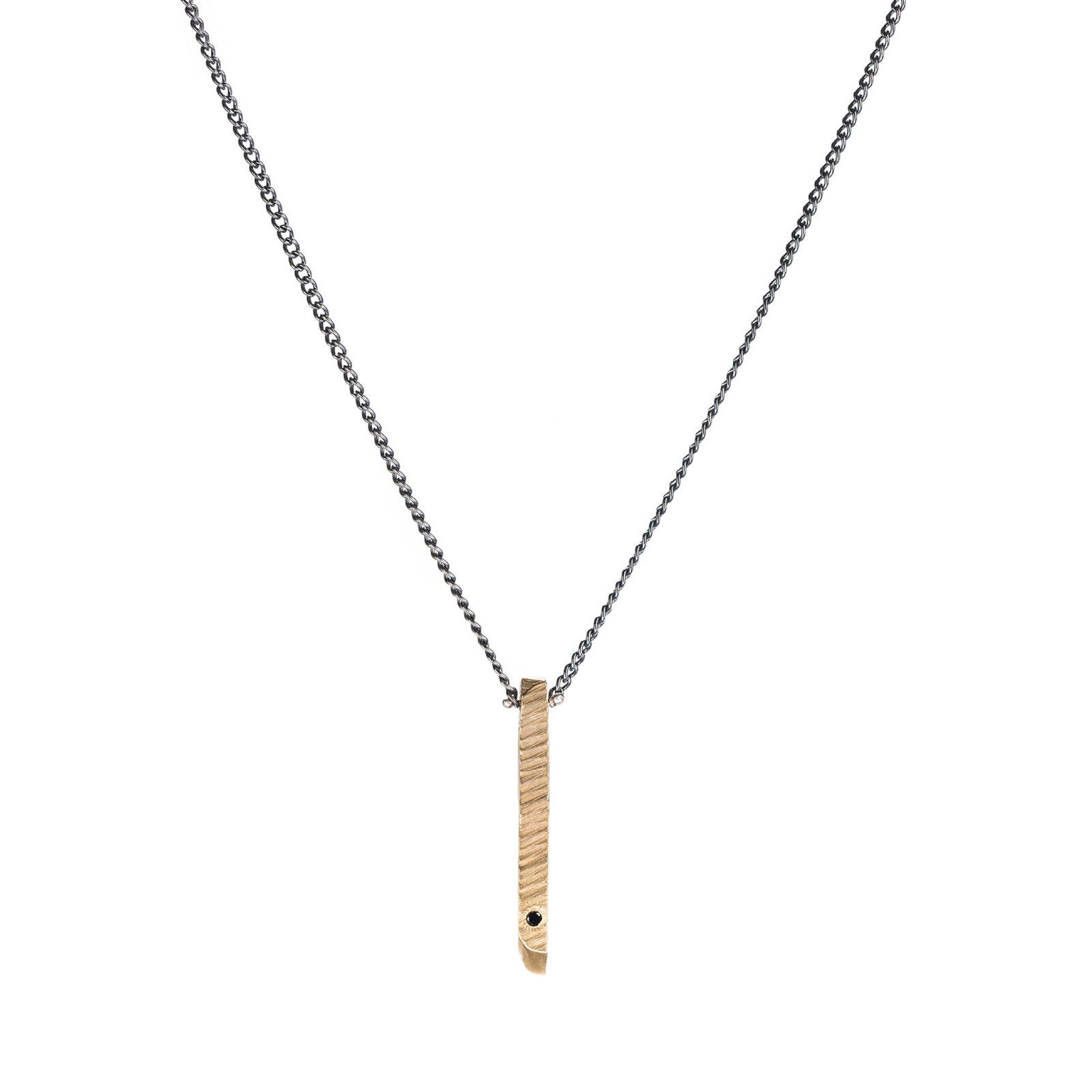 Bronze Stonehenge Black Diamond Stick Necklace-Chikahisa Studio
