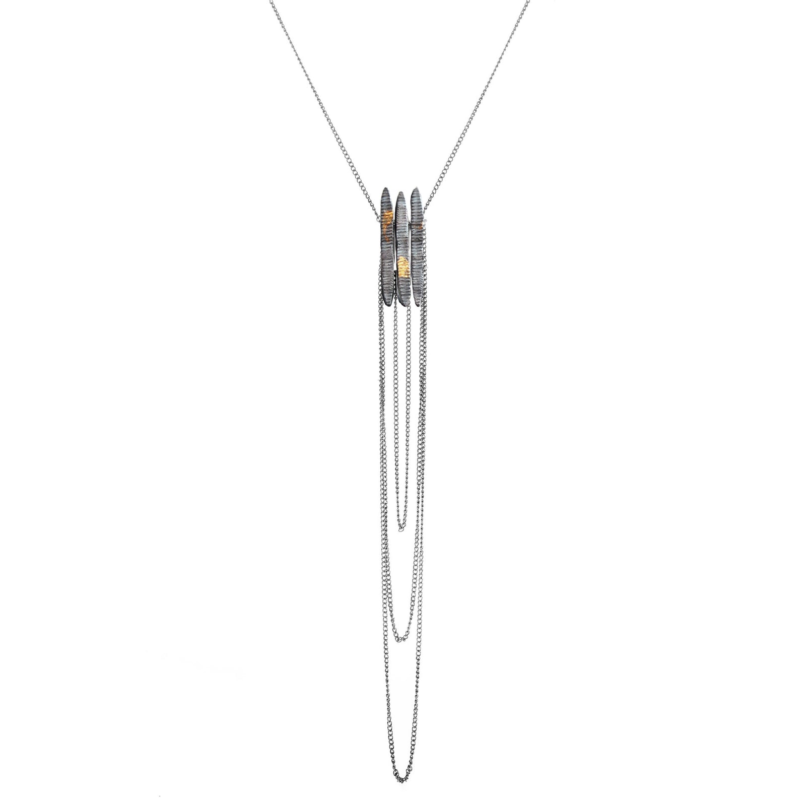 Black & Gold Stonehenge Trio with Chain Necklace-Chikahisa Studio