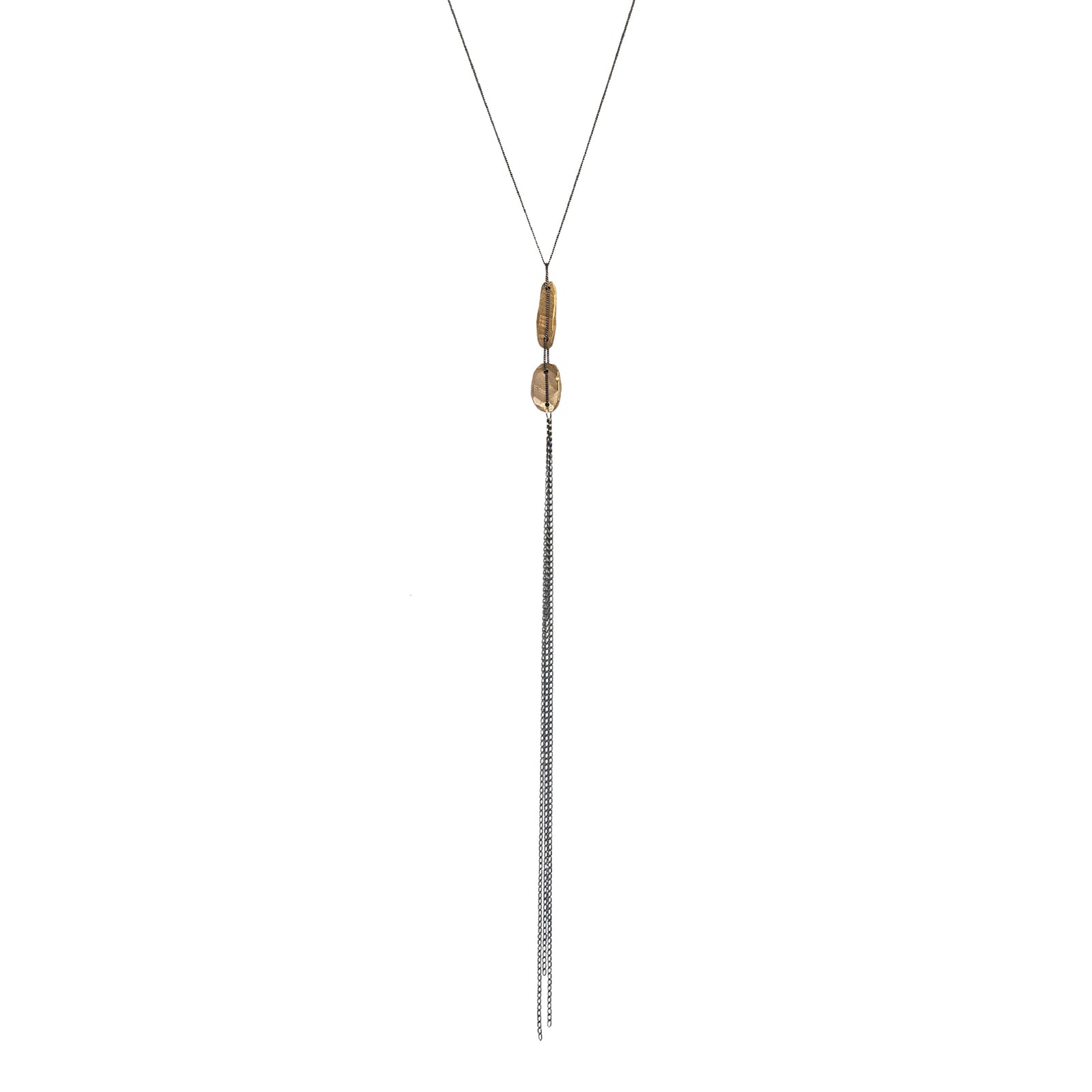 Bronze Adorn Double Tassel Necklace-Chikahisa Studio