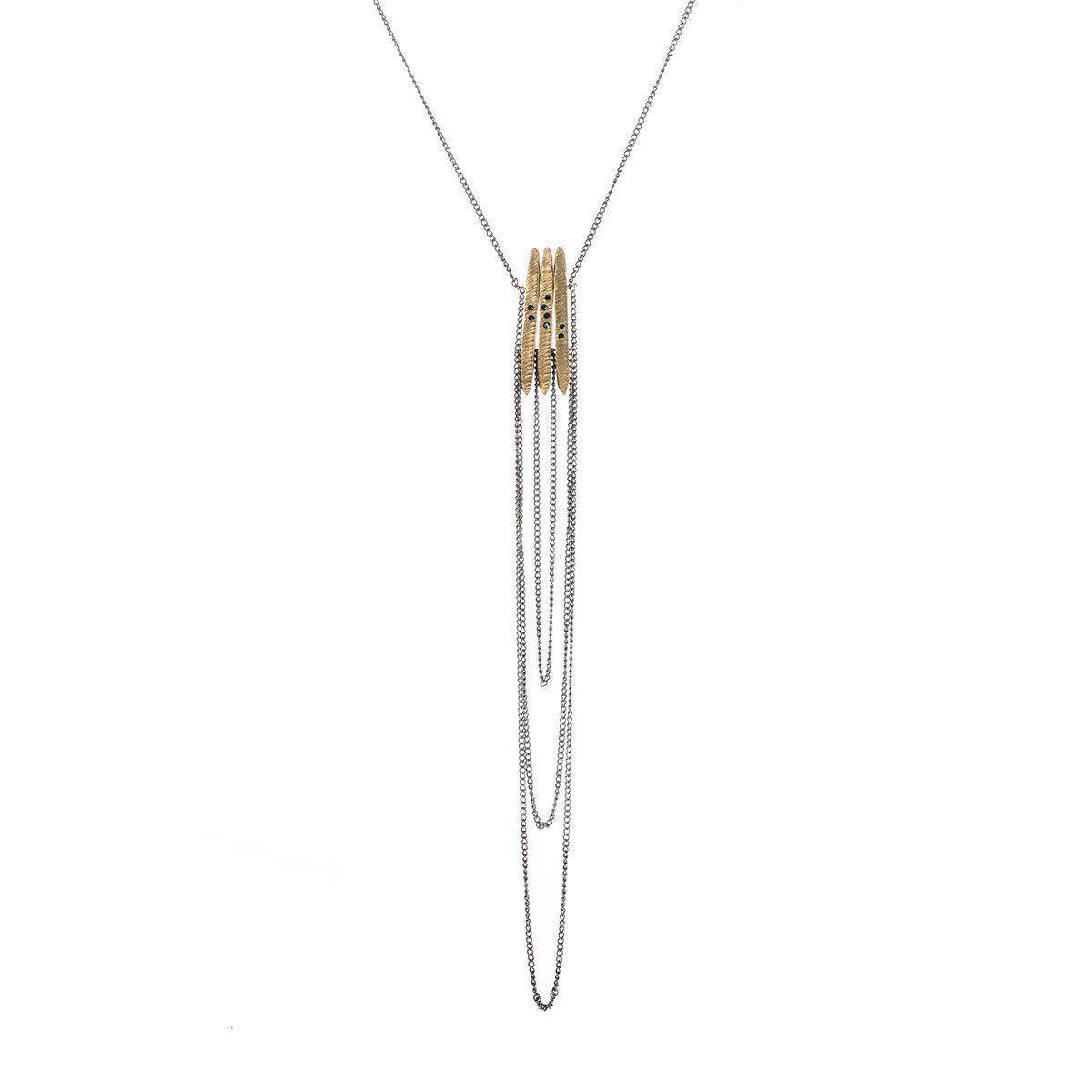 Bronze Stonehenge Trio w/ Diamonds Necklace-Chikahisa Studio